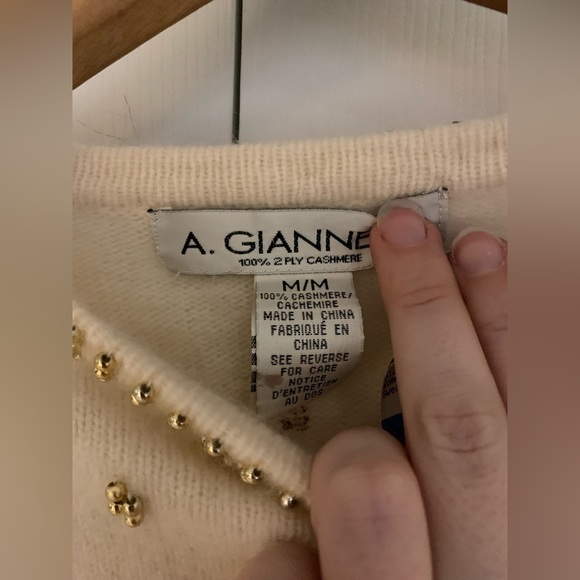 A. GIANNETTI 100% 2 PLY CASHMERE HAND BEADED  SWEATER - Picture 7 of 10